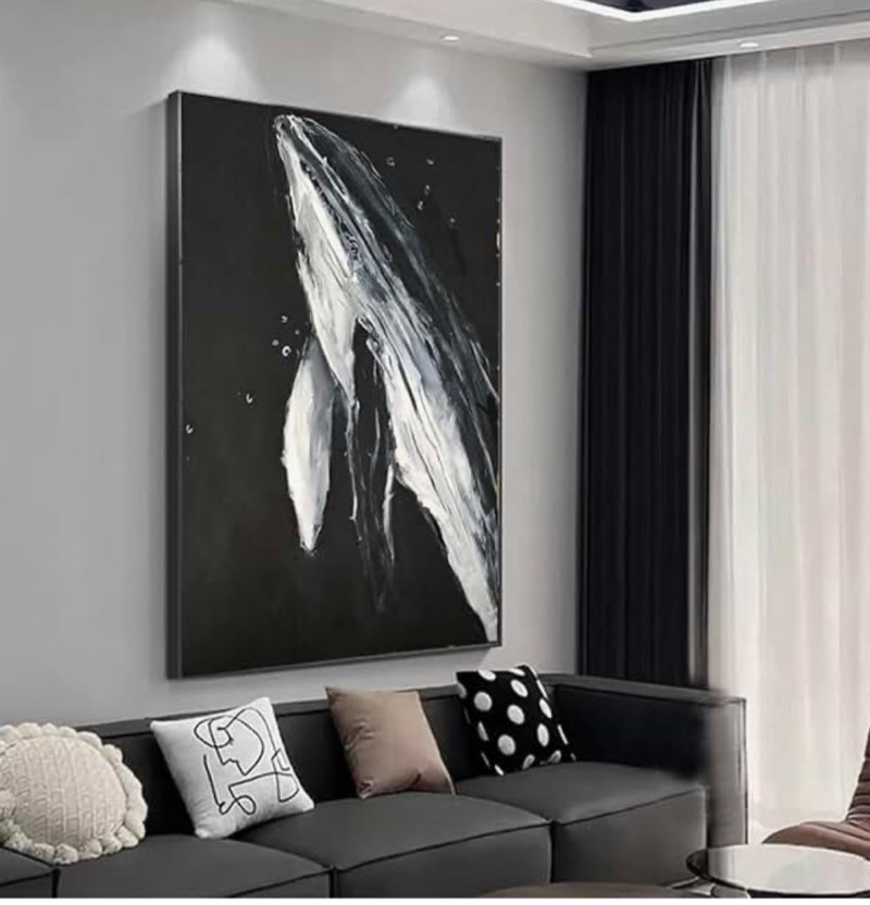 (Similar)AIXMGSJS Canvas Wall Art Decor Black and White Wall Art Prints Large Modern Wall Art for Living Room whale 20”x10”
