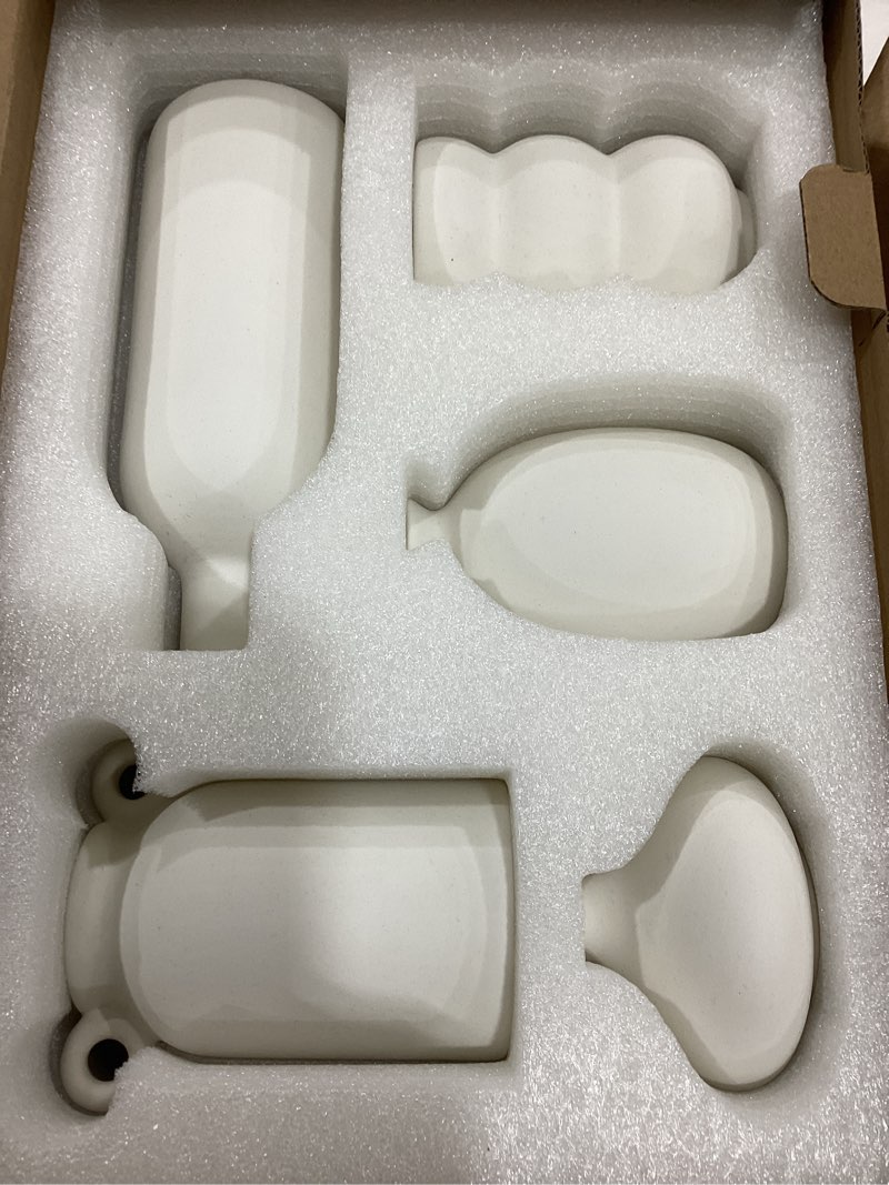 Condition photo showing As Is for Small White Ceramic Vase Set of 10 Ceramic Bud Vases in Bulk Modern Farmhouse Boho VaseS for Pampas Grass, Flowers, Decorative Ceramic White Flower Vases for Home Decor, Entryway Table Decor