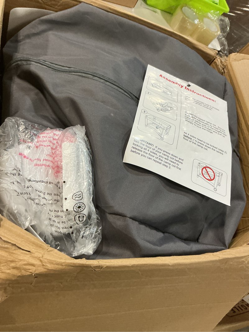 Condition photo showing Good Condition for Twin Bassinet & Full-Size Infant Bassinet & Playard for Baby, Includes 2 Removable Rock-A-Bye Portable Bassinets with Storage Bags, Light Gray Light Grey