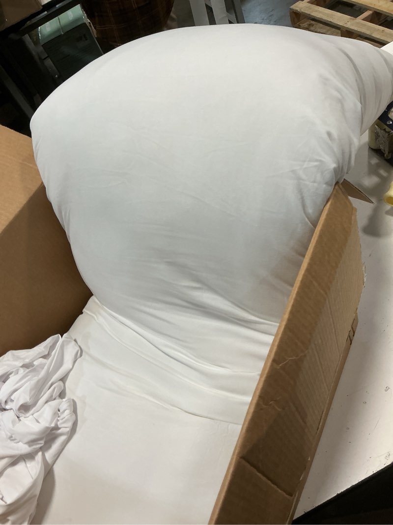 Condition photo showing As Is for DOWNCOOL Large Body Pillow Insert with Faux Fur Cover - Fluffy Long Bed Pillow for Sleeping - Breathable Full Body Pillow for Adults - 20x54 inch (White, with Cover)