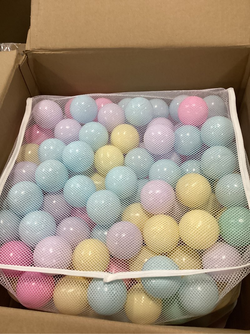 Condition photo showing New/Like New for Amazon Basics BPA Free Crush-Proof Plastic Ball, Pit Balls with Storage Bag, Toddlers Kids 12+ Months, Pack of 400 Balls, 6 Pastel Colors 400 Balls Pastel Colors