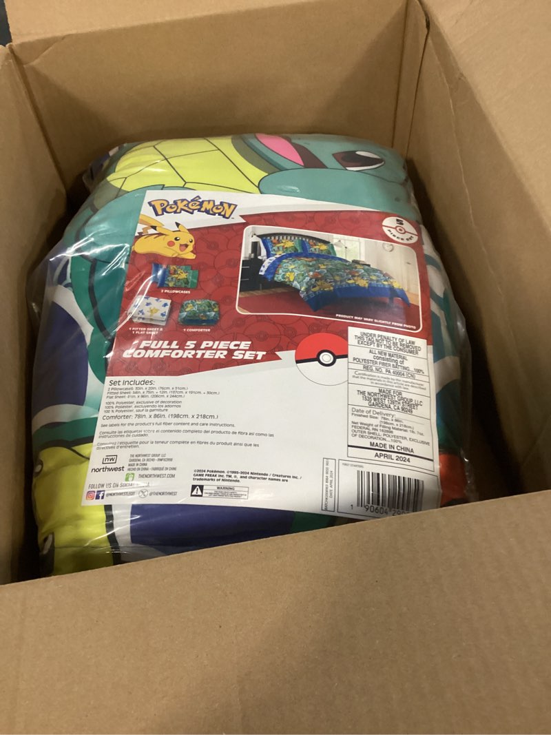Condition photo showing Good Condition for Northwest Pokemon Full Sized Bed in a Bag Set, Anime Bedding, Boys Girls Blankets, First Starters First Starters Full