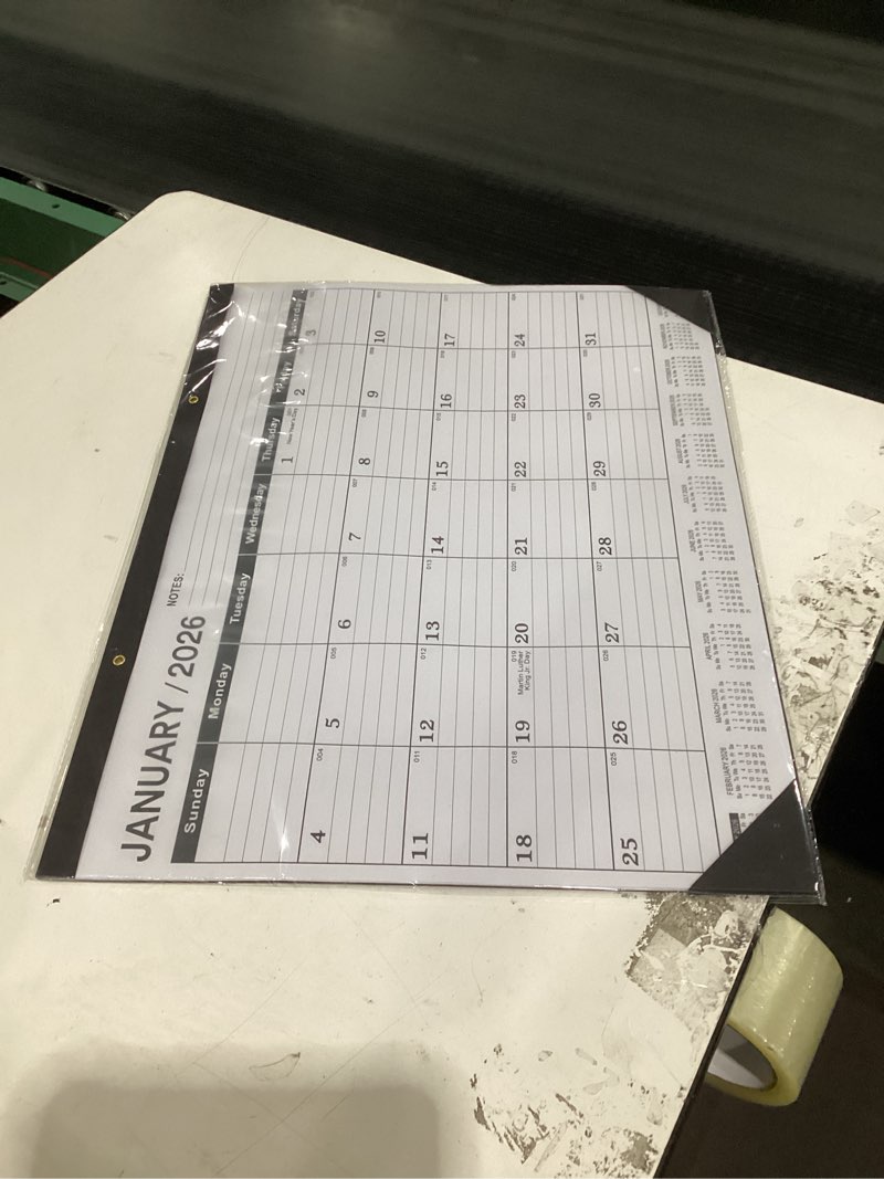 Condition photo showing Good Condition for Desk Calendar 2026(January 2026 - June 2027)?2026 Desk Calendar Large 22 x17?2026 Calendar,Classic Black,Large Calendar 2026-2027 with Plastic Cover 2026-2027-JAN-1PCS
