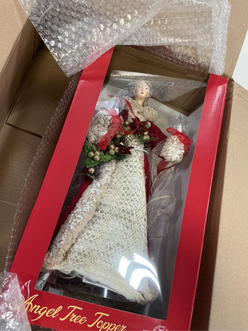 Condition photo showing Good Condition for Kurt Adler UL2218 UL 10-Light 16" Red & Ivory Angel Treetop