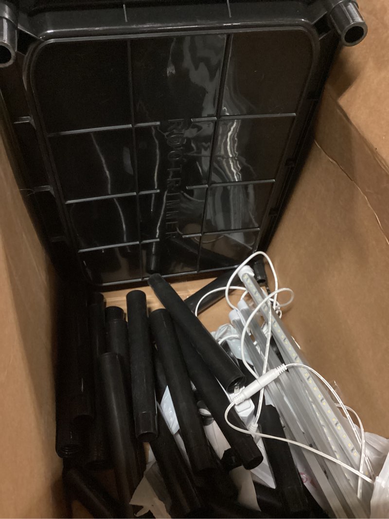 Condition photo showing Good Condition for 5-tier seed starter tray, plant stand with grow lights - hydroponics growing system, ebb and flow seedbeds, siphoning watering, designed for nursery cell trays, plant pots? black 12"*24"*51"stand + grow light