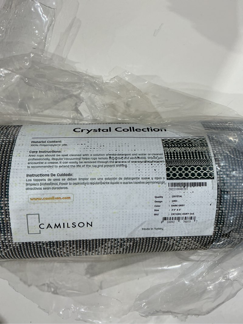 Condition photo showing Good Condition for camilson boho moroccan black and white oval rug geometric diamond area rugs for living room bedroom kitchen modern bohemian soft stain resistant non-shedding indoor carpet (3’3”x5’ dark grey )”