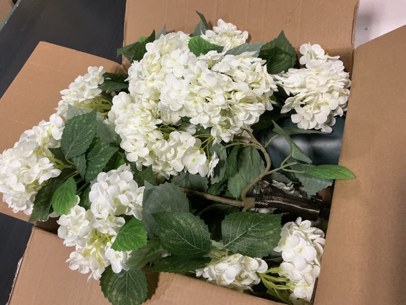 Condition photo showing Good Condition for faux hydrangea tree – 30 inch hydrangea tree artificial with white flowers, uv resistant outdoor hydrangea artificial plants in pot for indoor outdoor home porch decor (2 pack) white 2