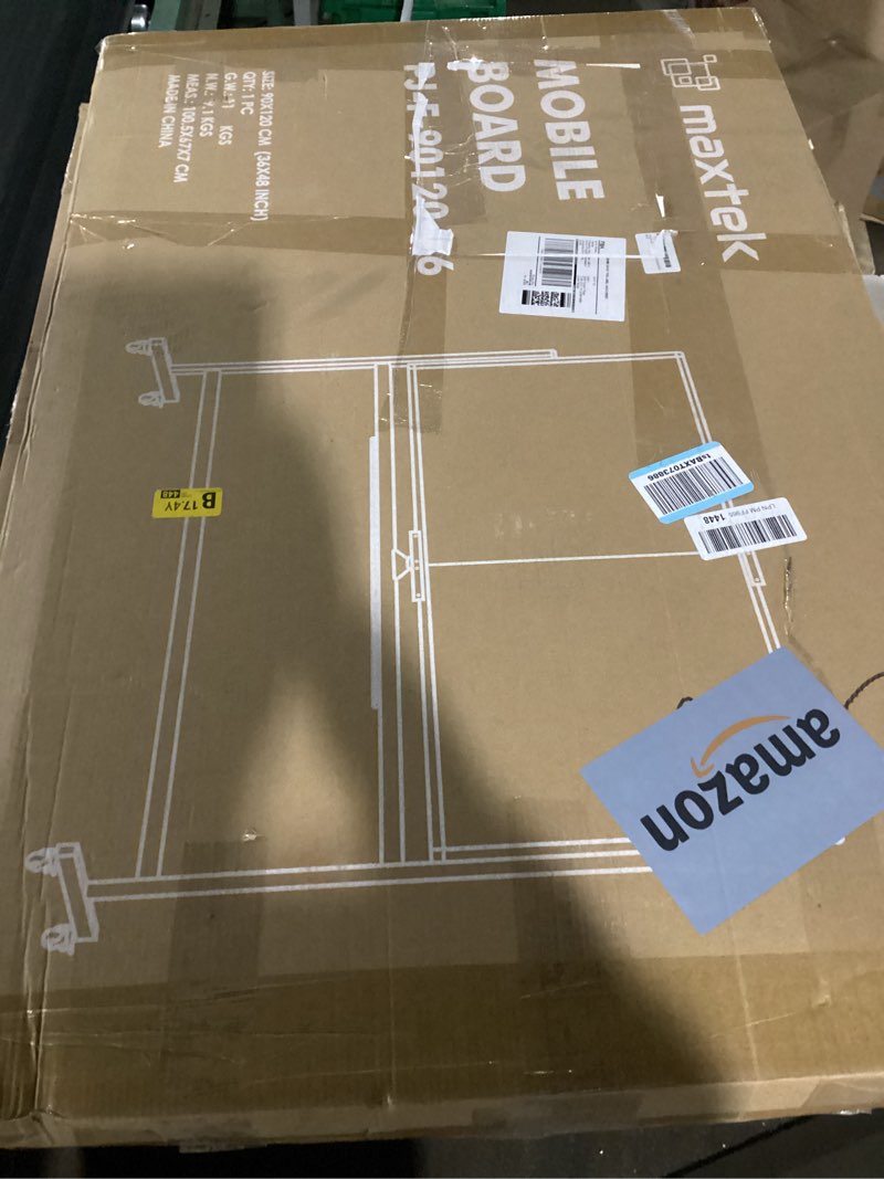 Condition photo showing Good Condition for (similar to) large rolling whiteboard on wheels, 48\" x 36\" double-sided mobile white board with stand, 4' x 3' portable standing magnetic dry erase board easel for home office classroom school, silver 48\" x 36\" silver