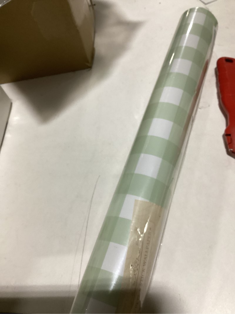 Cohoo Home Green Plaid Peel and Stick Wallpaper Boho Plaid Contact Paper for Cabinet Green Checkered