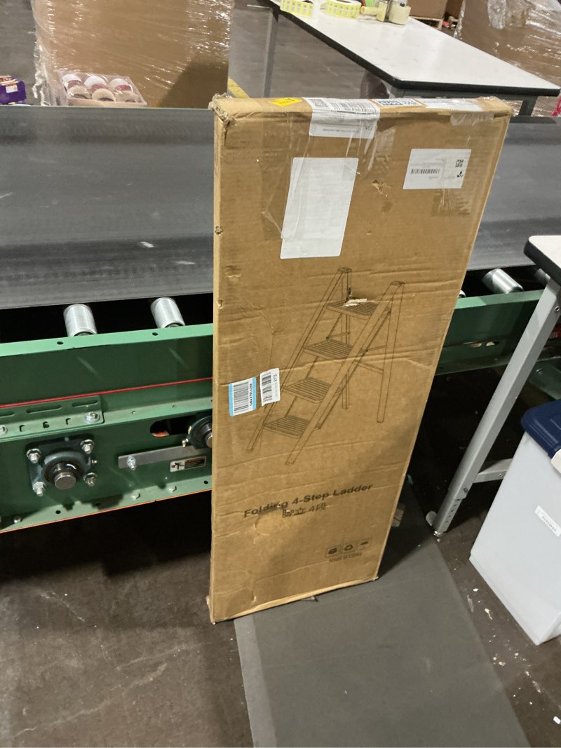 Condition photo showing Good Condition for 4 Step Ladder Folding Step Stool, Heavy Duty 330 Lbs Load Step Ladders for Home, Tall Kitchen/Closet Stepladder for Adults, Black Small & Lightweight Ladder with Anti-Slip Wide Pedals by OOSOFITT Black 4 Step Ladder