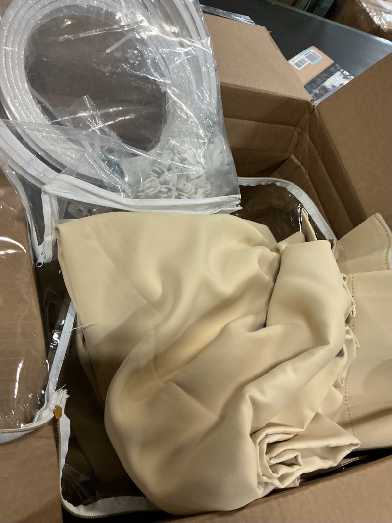 Condition photo showing As Is for RYB HOME Closet Curtain, Ceiling Track Room Divider Curtain Kit, Blackout Privacy Room Partition for Large Bay Window Bedroom/Laundry/Basement/Patio Door, W 60 x L 84, Beige, 1 Panel 60"W x 84"L (Pack of 1) Straight Track-beige