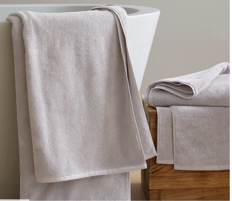 turkish ribbed quick dry bath towel (set of 2) silver