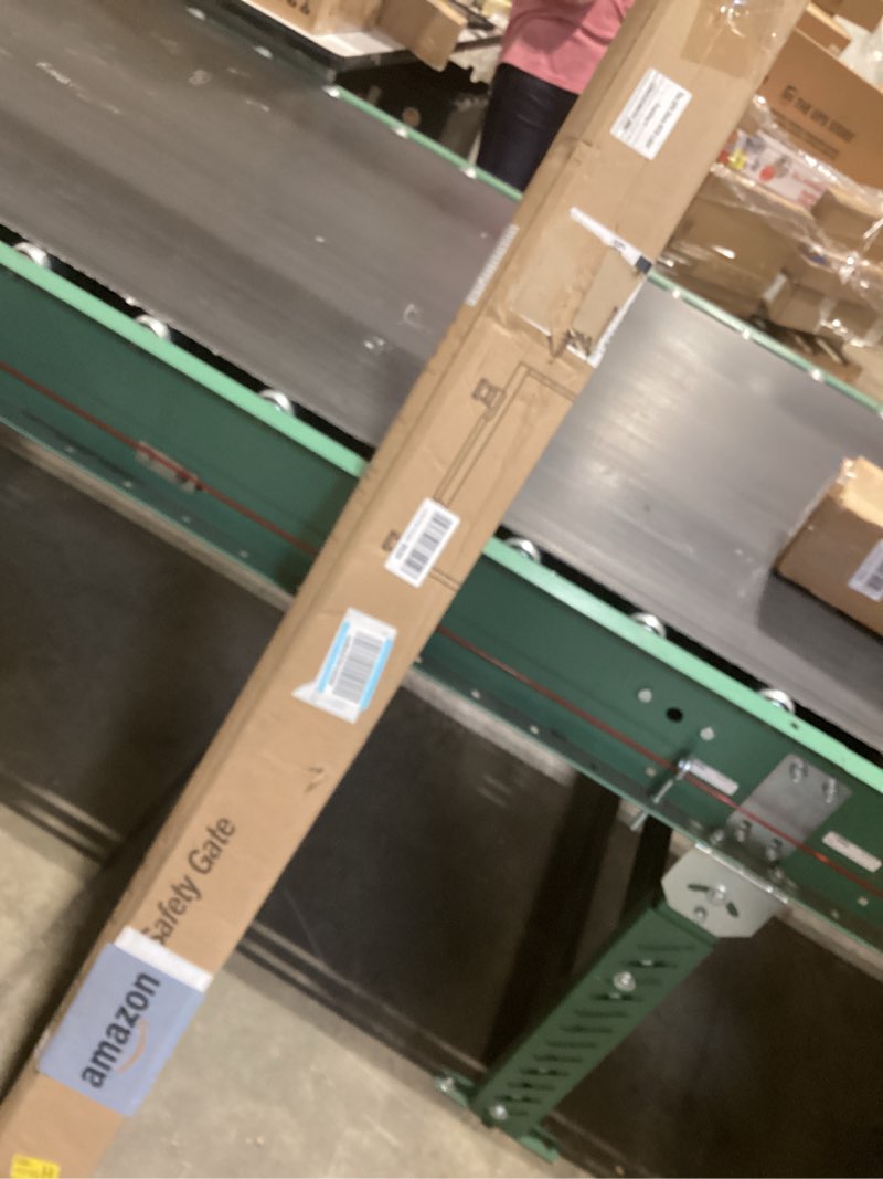 Condition photo showing New/Like New for reinforced 55" extra tall cat gate for doorway - no jumping over/crawling under, retractable baby ga