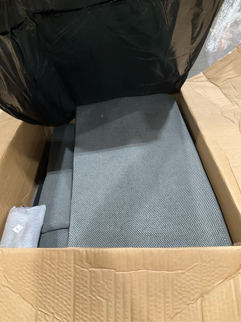 Condition photo showing As Is for olixis comfy accent chair for living room bedroom and waiting room, upholstered mid-century reading chair with pillow and solid wood legs, wide singe modern lounge sofa (gray) deep gray 1