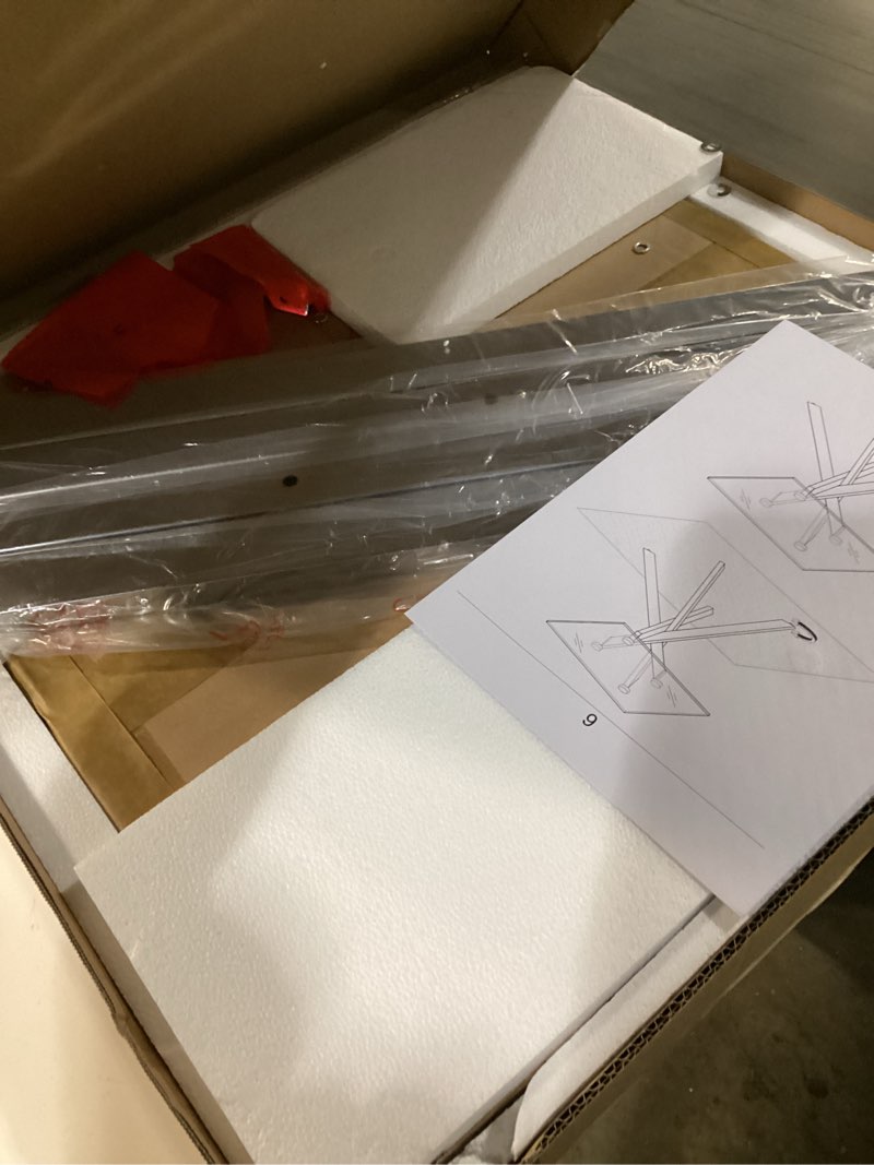 Condition photo showing Good Condition for Modern Style Square Side Table with Tempered Glass Top and Metal Tubular Legs, Silver 20”Dx20”Wx22”H 20"Dx20"Wx22"H Silver