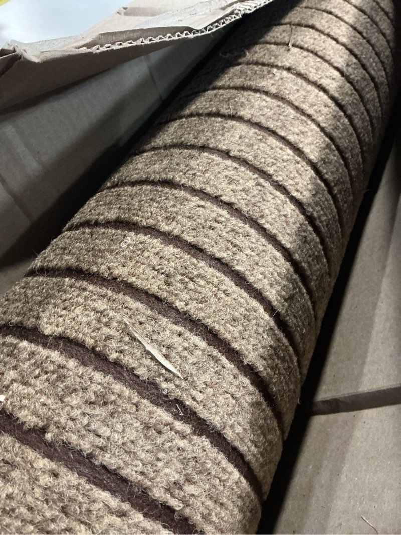 Condition photo showing As Is for Runner Rug 2FT x 6FT, AYOHA 2'-82' Utility Carpet Runner for Entryway Hallway Aisles Balcony Garages, Area Rugs with Non-Slip Rubber Backing, Brown Strip (Available Custom Sizes) Strip-brown 2FT x 6FT