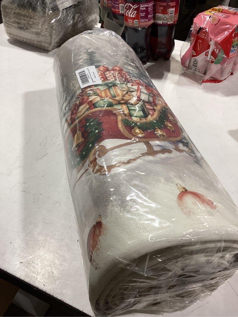 Condition photo showing New/Like New for Christmas Kitchen Rugs Sets of 2, Snowman - Santa’s Sleigh & Santa Claus - Christmas Tree Double-Sided Grey Print Anti Fatigue Kitchen Mat, Porch Decor Non Slip Door Mat 17x29 and 17x47 Inch Christmas Gray