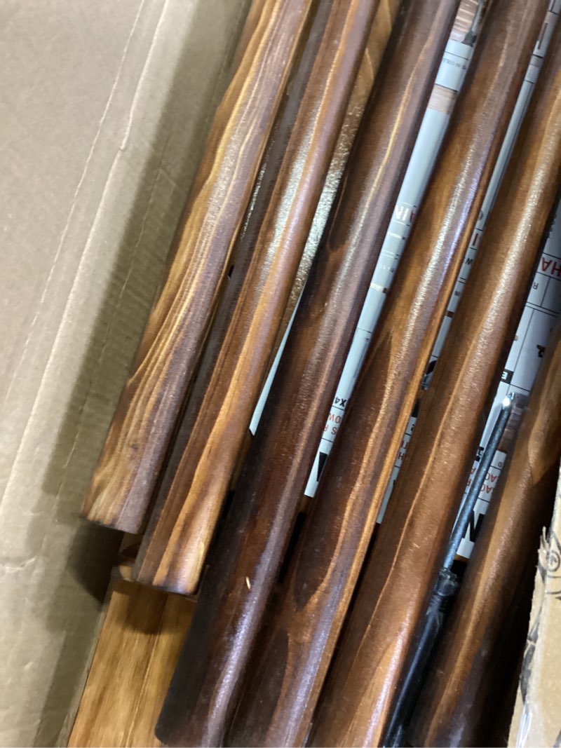 Condition photo showing Good Condition for ghosthorn fishing rod holders for garage fishing pole rack hold up to 10 rods fishing pole holders wooden organizer fishing rod rack car fishing gear storage equipment (carbonization?3 tier)