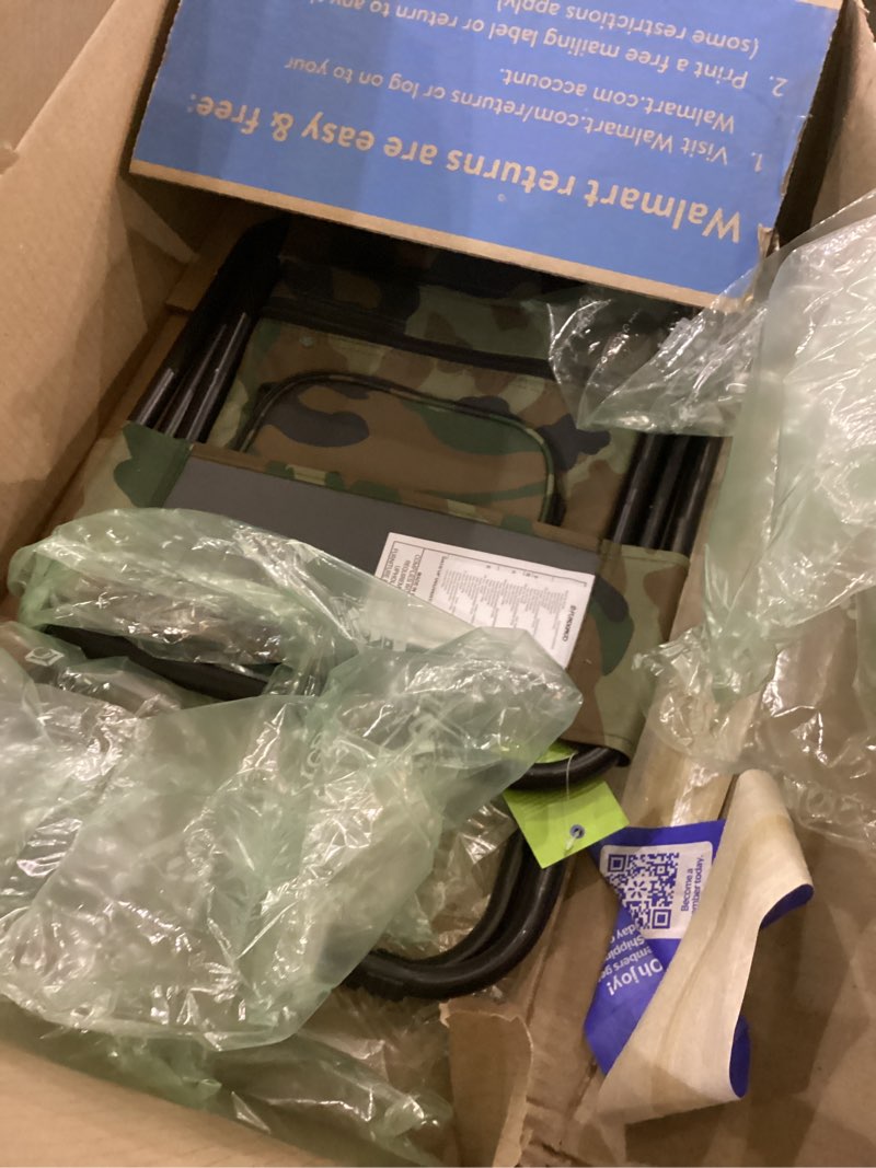 Condition photo showing Good Condition for FUNDANGO Portable Fishing Chair, Lightweight Backrest Stool Compact Folding Chair with Cooler Bag for Outdoors Hiking Hunting Travel, Supports 265 Lbs (Camouflagegreen) 1 Pack Camouflage Green IceGuard