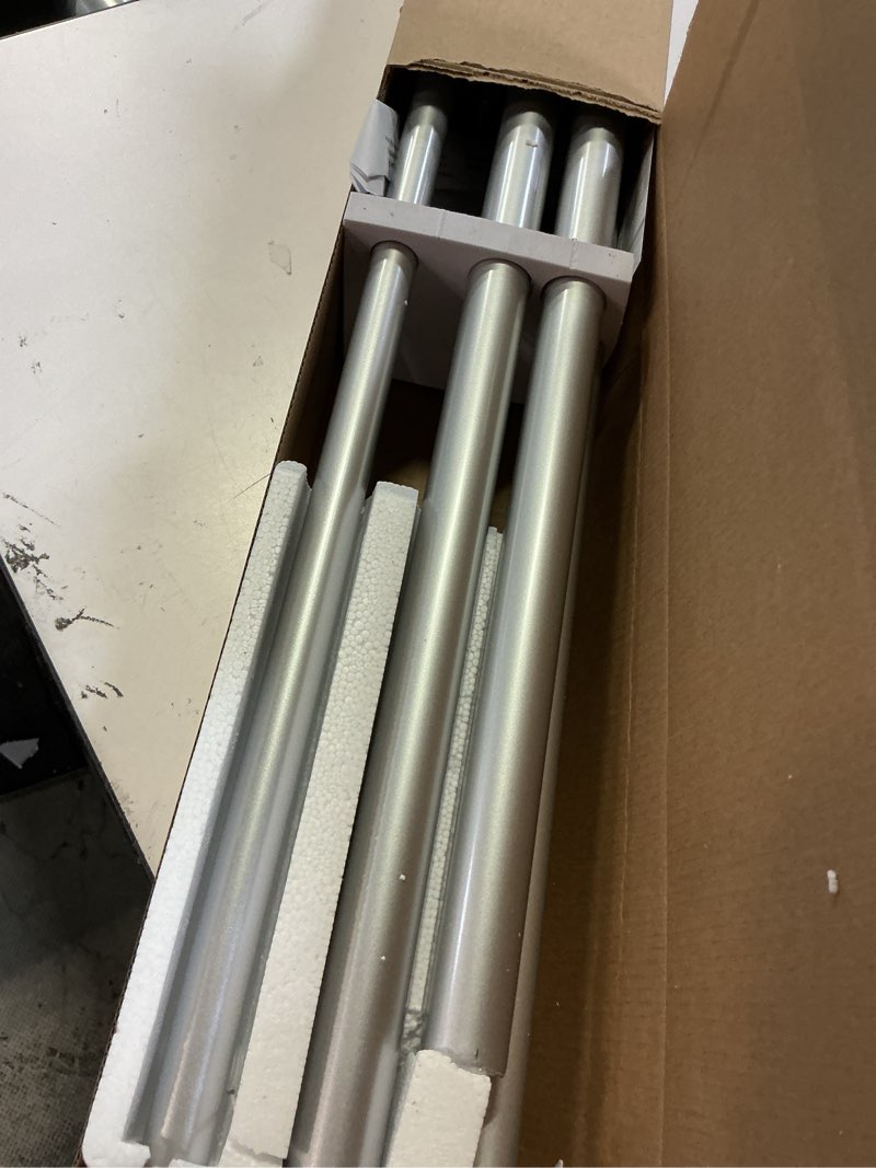 Condition photo showing Good Condition for 1 inch double curtain rods 72 to 144 inches (6 to 12 ft), usfook silver drapery rods for windows, telescoping dual curtain rod with translucent finials, decoration for home 72-144" silver