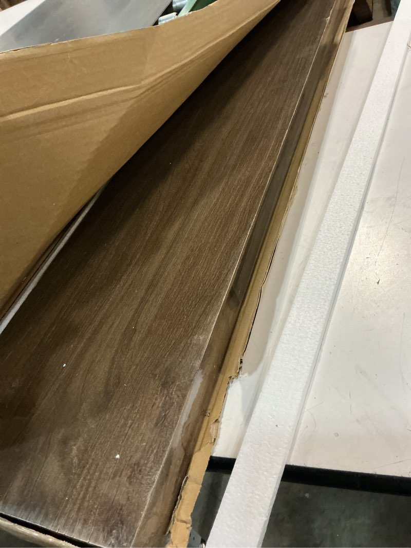 Condition photo showing New/Like New for 1 piece,fun memories floating shelves for wall, 48\\\\\\\"x9.3\\\\\\\" rustic solid elm wood wall shelves, heavy-duty mounted shelves with invisible brackets for living room, bedroom, kitchen, walnut finish walnut finish 1 flat edge, 48\\\\\\\"w
