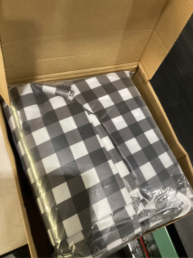 Condition photo showing Good Condition for picnic table cover with bench covers, washable tablecloth for 6 foot rectangle tables – 72"x30" waterproof elastic fitted black and white checkered camping tablecloth for outdoor use 72 inches