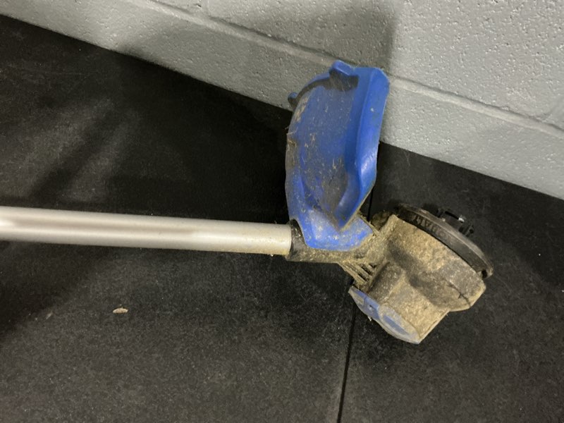 Condition photo showing As Is for kobalt 24-volt 12-in straight shaft battery string trimmer