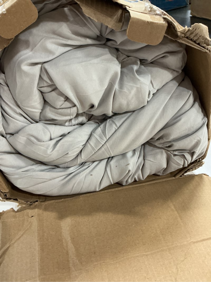 Condition photo showing As Is for Bedsure Queen Comforter Set Light Grey - Bed in a Bag Queen Size Bedding 7 Pieces, GentleSoft™ Pintuck Bed Set Gift for Family, Pinch Pleat All Season Comforter with Sheets, Pillowcases & Shams Queen 20 - Light Grey