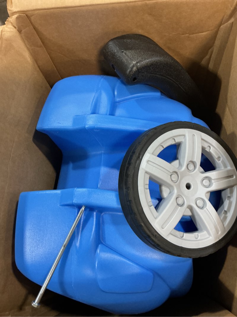 Condition photo showing As Is for step2 whisper ride ii buggy kids push car, ride on toy, stroller substitute, includes seat belt & horn, made of durable plastic, max weight 50 lbs., for toddlers 1.5-4 years old, blue blue large