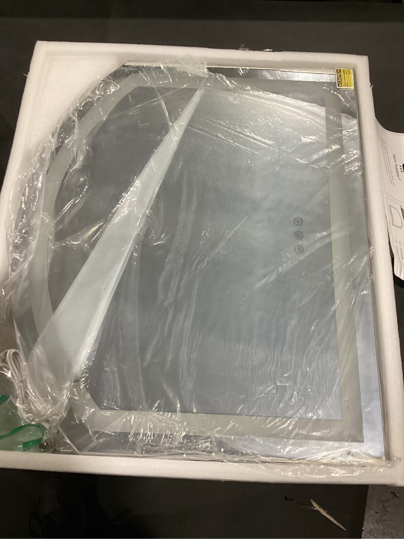 Condition photo showing As Is for hasipu arch vanity mirror with light, arched led makeup mirror with 10x magnification, tabletop desk mirror with usb charging port, dimmable 3 colors mode, 32" x 24" inch white 32"l x 24"w