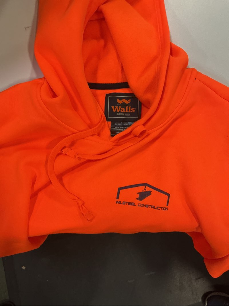 Condition photo showing As Is for Walls Construction Labeled Hoodie, orange, Size 2XL, (similar design)