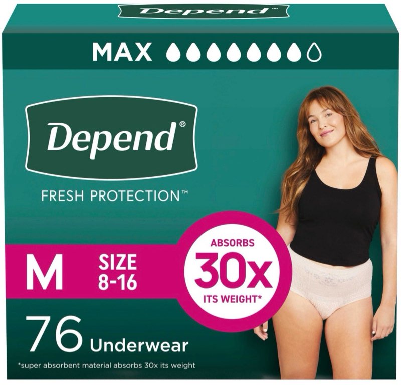 Depend Fresh Protection Adult Incontinence & Postpartum Underwear for Women - Maximum Absorbency - M - Blush - 76ct