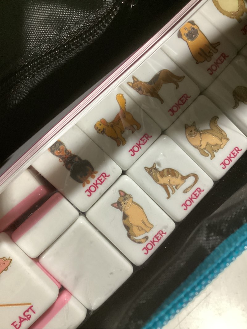 Condition photo showing Good Condition for 2026 american mahjong tile set, 160 pink engraved cute mahjong tiles with mahjong tiles bag and mahjong accessories