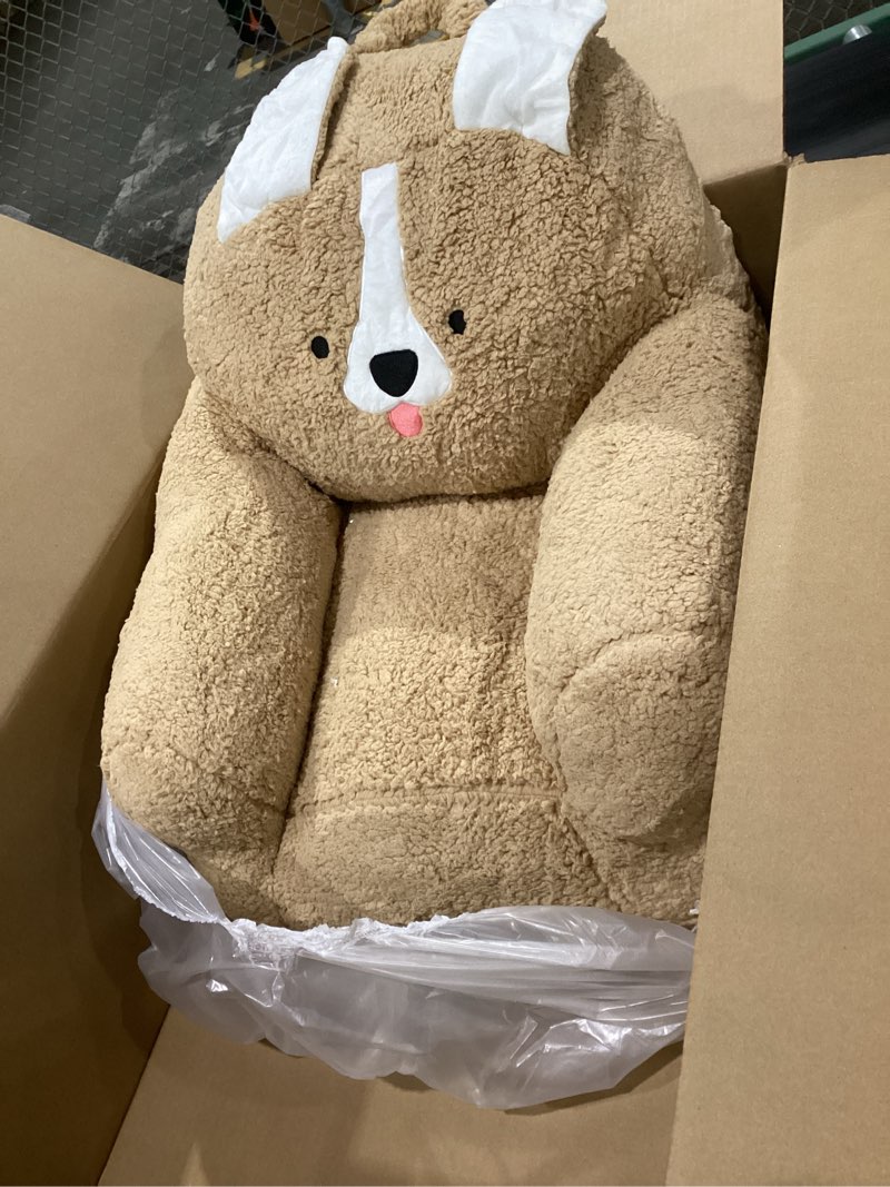 Condition photo showing Good Condition for cute kids sofa seat dog chair bean bag chair seat, armrest chair sofa, animals seat cushion for play room, comfortable animal shaped cushion for home bedroom decoration (light brown-dog),similar to stock photo
