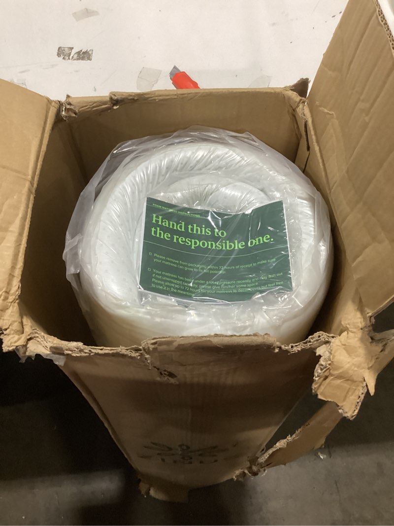 Condition photo showing New/Like New for ZINUS 6 Inch Full Green Tea Memory Foam Mattress [New Version], Fiberglass free, Medium Firm Feel, Zoned Pressure Relief, Certified Safe Foams & Fabric, Mattress in A Box White Full 6" New Small Box