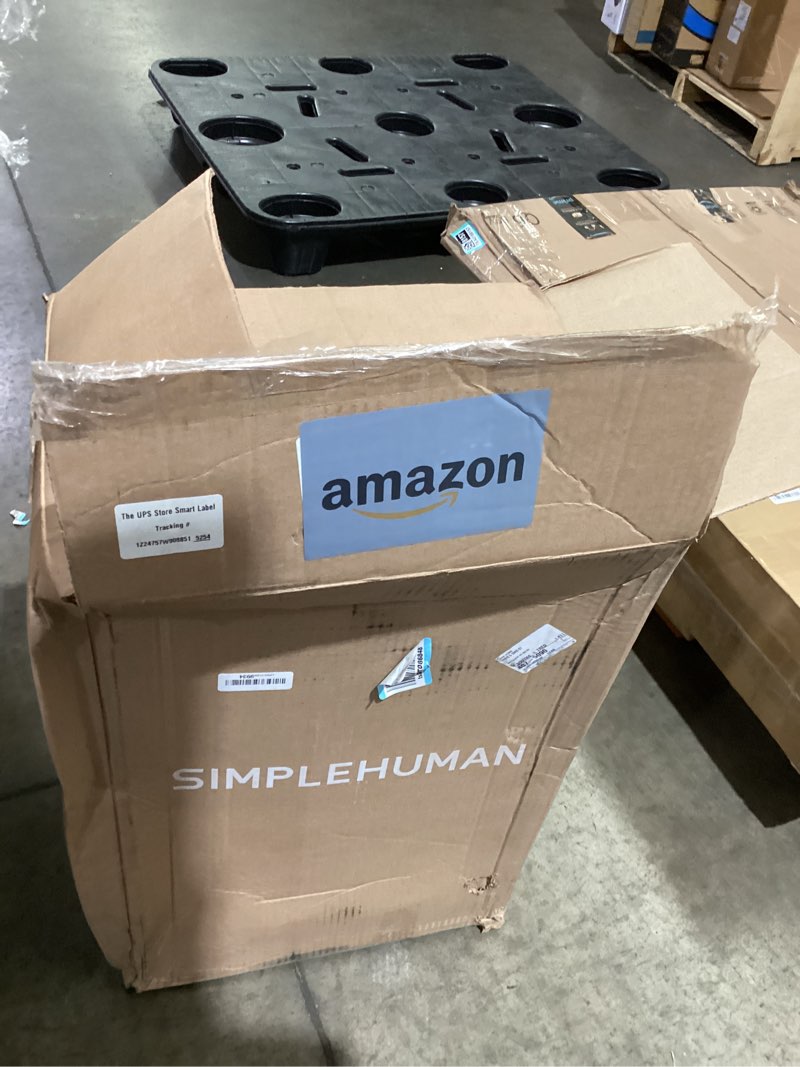 Condition photo showing As Is for simplehuman 13 gallon plastic step on trash can  semi-round kitchen garbage can  multiple colors