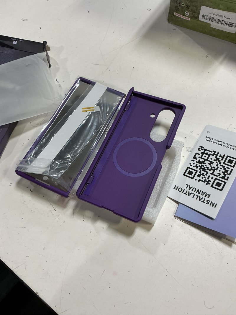 Condition photo showing New/Like New for berfy for samsung galaxy z fold 7 case with privacy screen protector, [compatible with magsafe][anti spy] built-in hidden kickstand, full-body shockproof slim phone case for z fold 7, purple purple for z fold 7 case