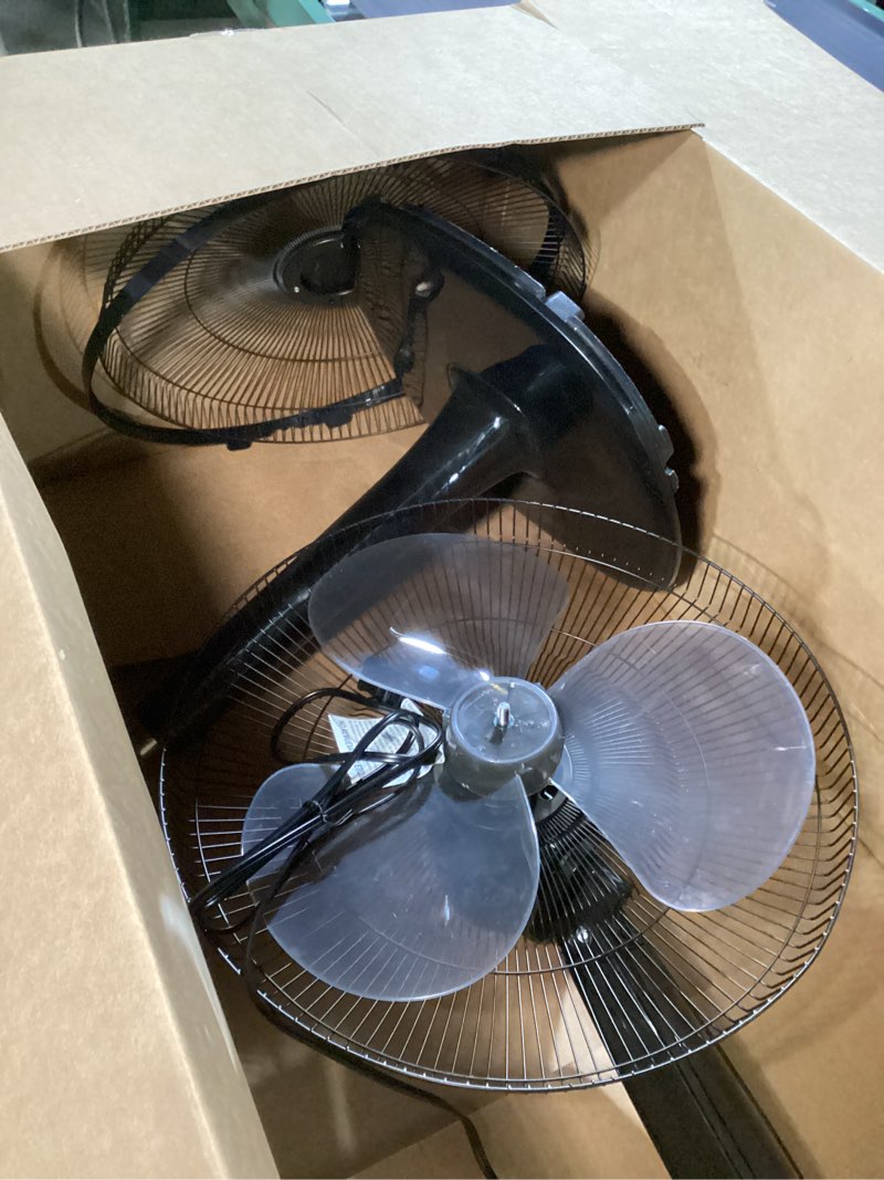 Condition photo showing As Is for amazon basics 16" pedestal fan with remote, floor fan, standing fan for bedroom, living room, office, with 3 speeds, 3 modes, timer, dual-layered blades, adjustable height, tilt head, 60w, black 3-speed, ac motor