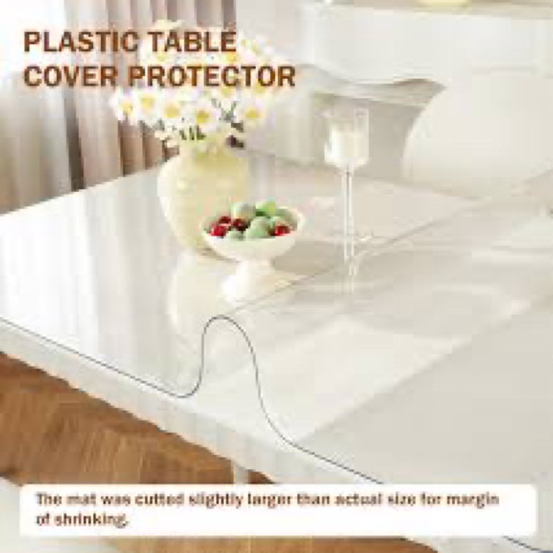 Kasepie 42 X 42 Inch Clear Table Cover Protector,1.5mm Thick Plastic Table Cover, Clear Plastic Tabl