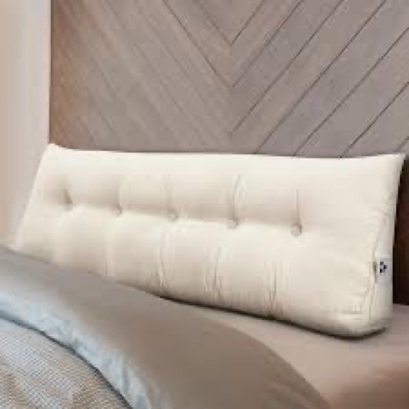 Wenqik Wedge Pillow Triangular Headboard Bed Reading Backrest Wedge Bolster Pillow with Removable Cover Back Support for Daybed Bunk Bed(beige, queen)