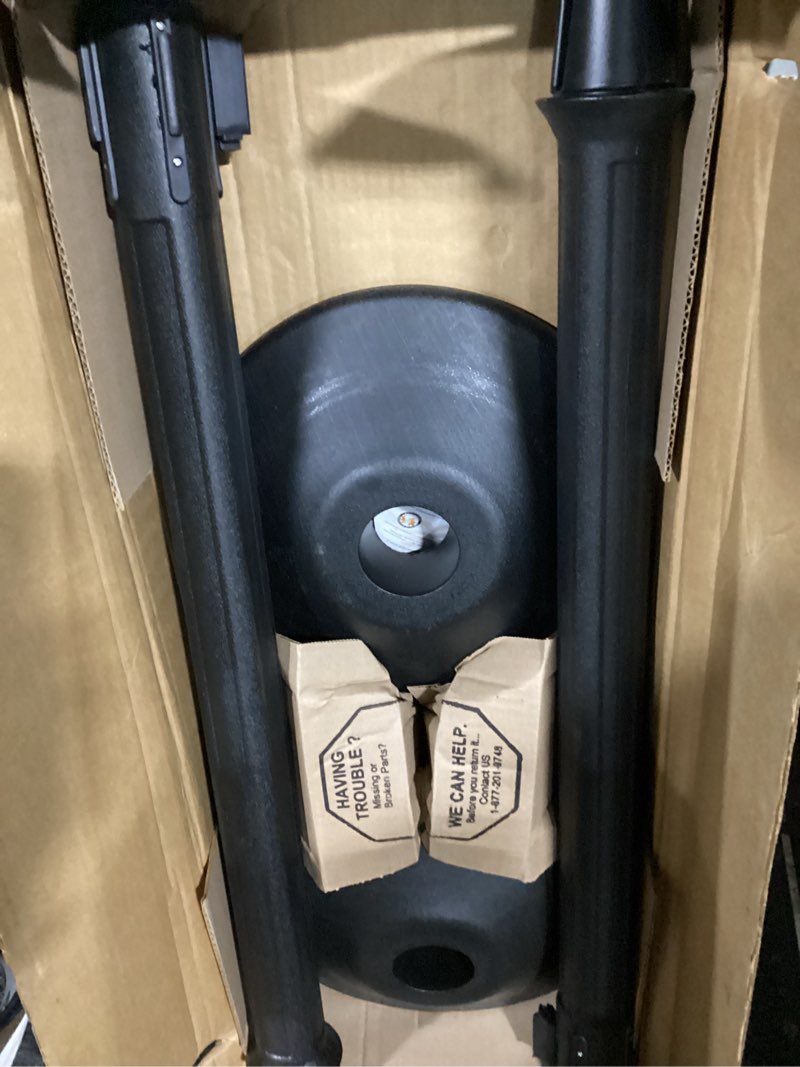 Condition photo showing New/Like New for barrier post with belt, black, 77 in length, 38 1/2 in post height, no legend, unfinished - 1 each 2 pack black