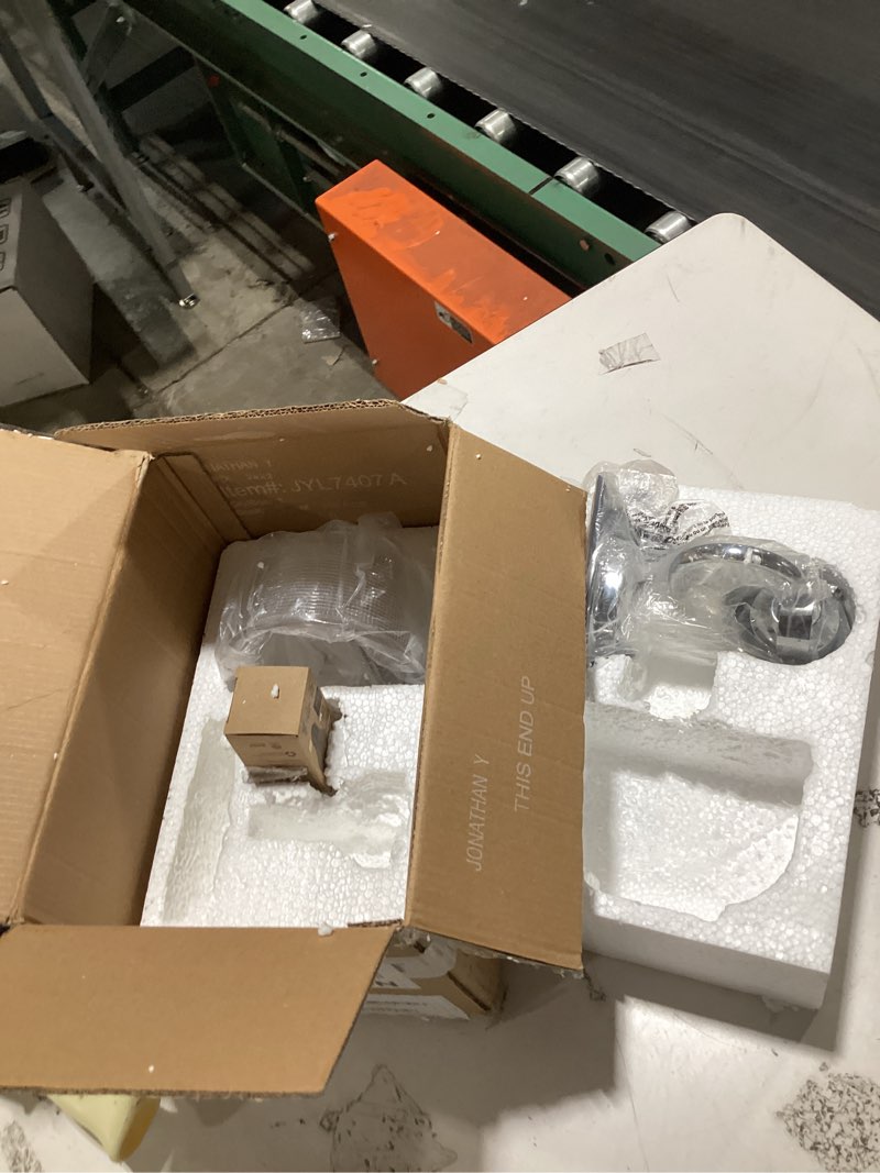Condition photo showing Good Condition for jonathan y 5.75" chrome modern bathroom vanity light, 1-light led wall sconce, clear glass bell shade for mirror hallway kitchen, etl listed, led bulb included jyl7407a 1 light chrome