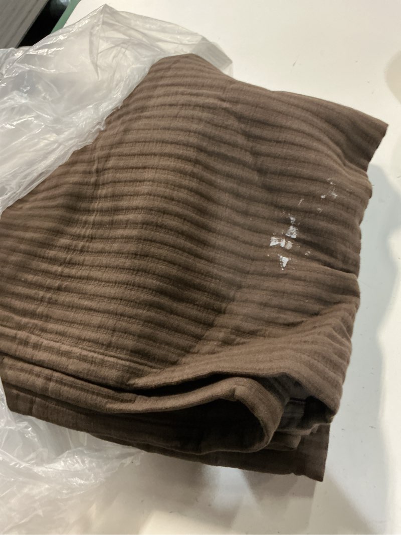 Condition photo showing As Is for organic cotton matelasse coverlet, king/cal king, espresso