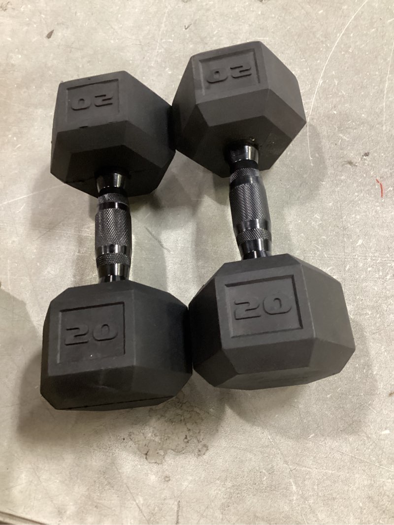 Condition photo showing Good Condition for cap barbell coated dumbbell weight | multiple options pairs & sets black handle 20 lb - pair