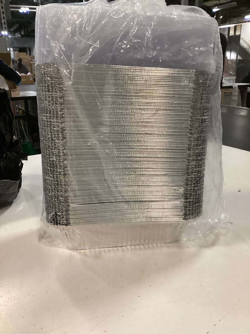 Condition photo showing Good Condition for Aluminum Pans with Lids (50-Pack, 8.5"×6") 2.25 LB Capacity Foil Food Containers with Lids - 50 Pans and 50 Cardboard Covers - Disposable Tin Foil Pans - for Baking, Meal Prep and Freezer, Takeout 2.25LB - 50 Pack