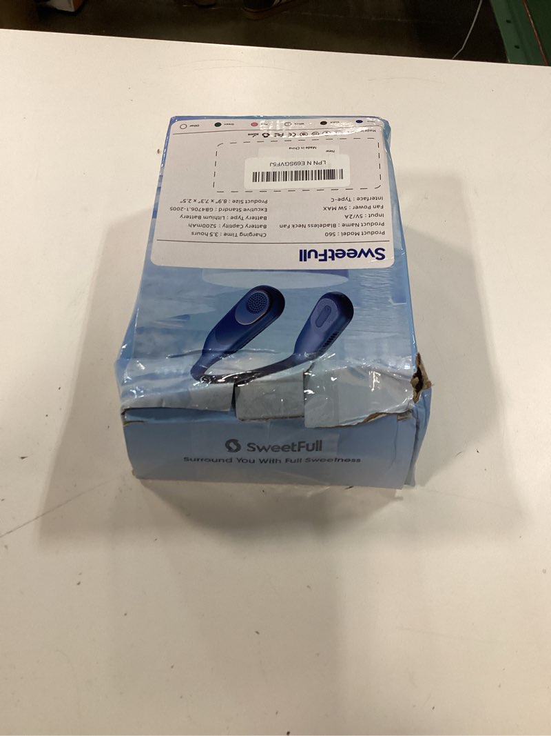 Condition photo showing New/Like New for sweetfull portable neck fan 360° cooling bladeless personal fan | no hair twisting - 4000mah usb rechargeable wearable fan for travel, birthday gifts for men, women, mom, and dad a4 white