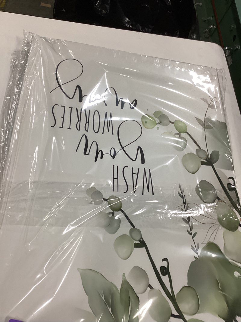 Condition photo showing Good Condition for 2 Pcs Bathroom Wall Art Sage Green Canvas Wall Decor Plant Pictures Prints Posters Minimalist Frames