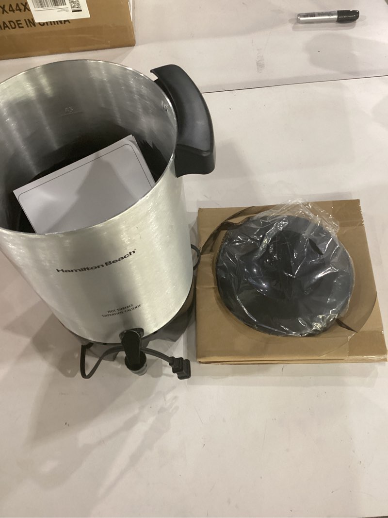 Condition photo showing New/Like New for not tested**** hamilton beach 45 cup coffee urn and hot beverage dispenser, silver single-spout