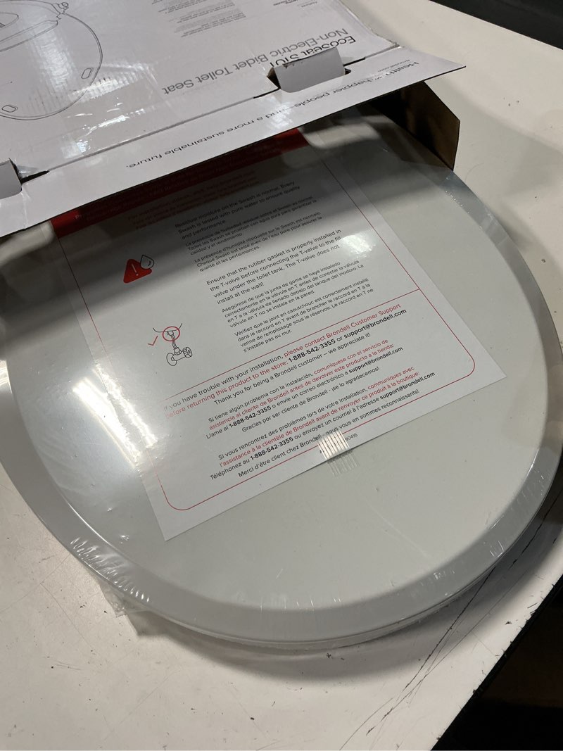 Condition photo showing New/Like New for brondell bidet toilet seat non-electric swash seat, fits round toilets, white – dual nozzle system, ambient water temperature – bidet with easy installation s101 round