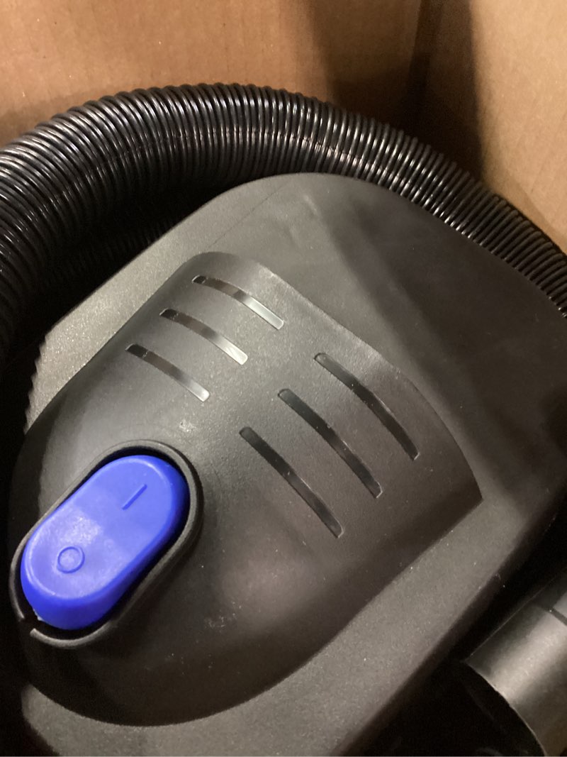Condition photo showing As Is for koblenz wd-2l portable wet dry vacuum, 2-gallon 2 php suction plus blower vacuum cleaner for liquids, dust, pet hairs, 10' reach, ideal for home, car, garage, shop, accessories included, blue/black 2 gallon 2 hp